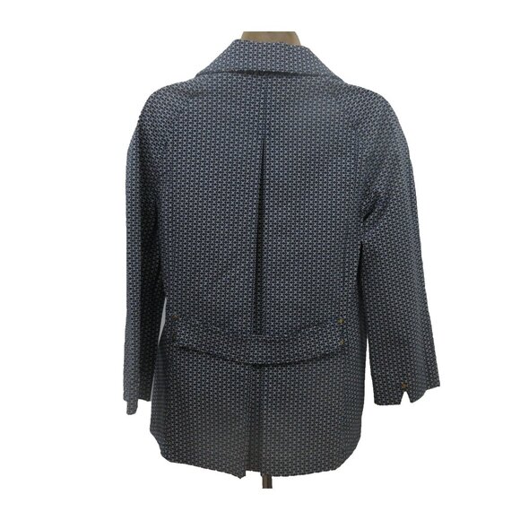 Attyre New York Women Blazer Jacket Sz Small Navy & White Geometric Gold Buttons - Picture 2 of 5